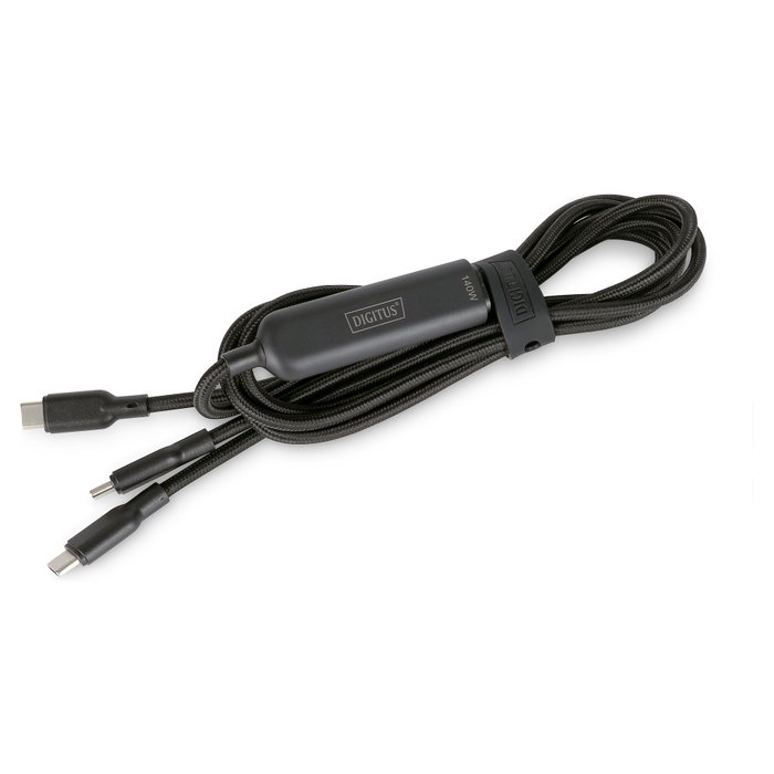 Digitus Cable de carga USB-C 2en1 140W 1,8m Negro