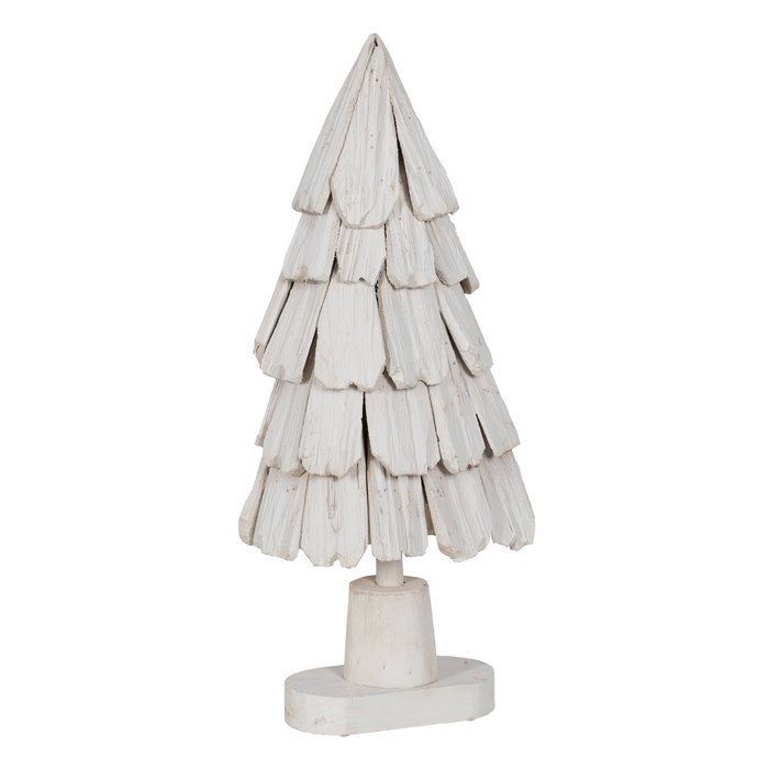 Figura Árbol Blanco Madera Paulonia 34 X 19 X 80 cm