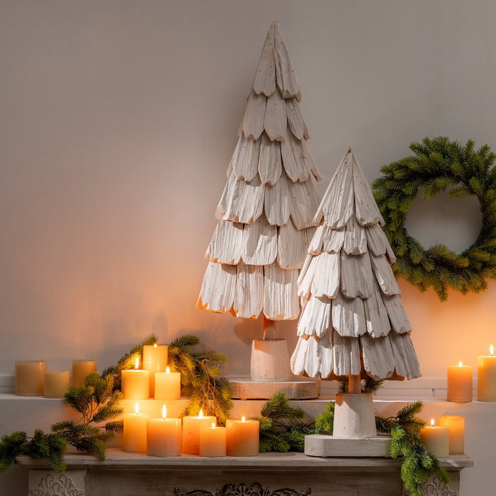 Figura Árbol Blanco Madera Paulonia 34 X 19 X 80 cm