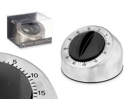 Kinvara Temporizador Cocina Ruleta Acero Inoxidable Negro 8.3x6x8.3 cm (Set de 12)
