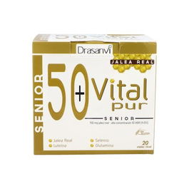 DRASANVI Vitalpur Senior 20Viales Complemento Alimenticio con Jalea Real Magnesio Hierro para Mayores de 50 Años
