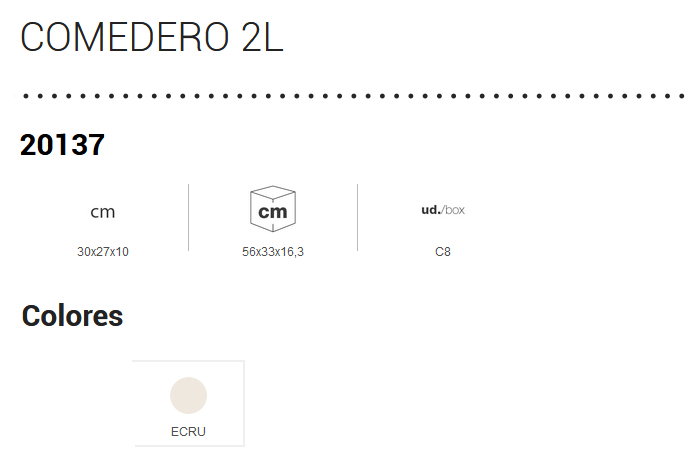 Plastiken Comedero Dispensador 2L Ecru