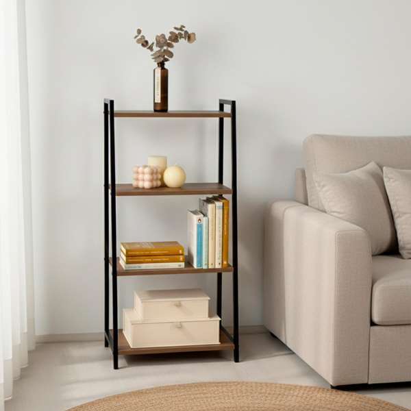 Max Home Estantería 4 Baldas 43x30x90 cm Hierro y MDF