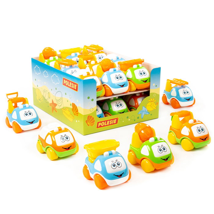 Polesie Cochecito Carat 61874 Display Surtido de Vehículos para Niños Pequeños Camión Volquete Hormigonera Bomberos