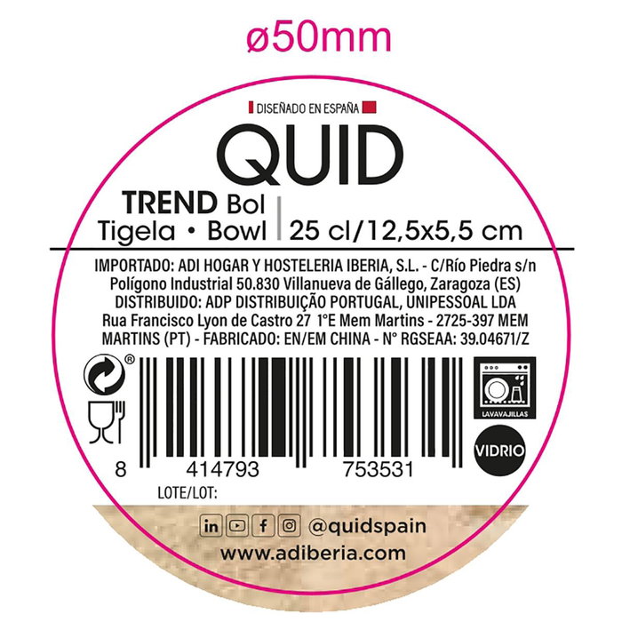 Bol Vidrio Trend Quid 25 cL-12,5x5,5 cm (12 Unidades) Bol Vidrio Trend Quid 25 cL-12,5x5,5 cm (12 Unidades)