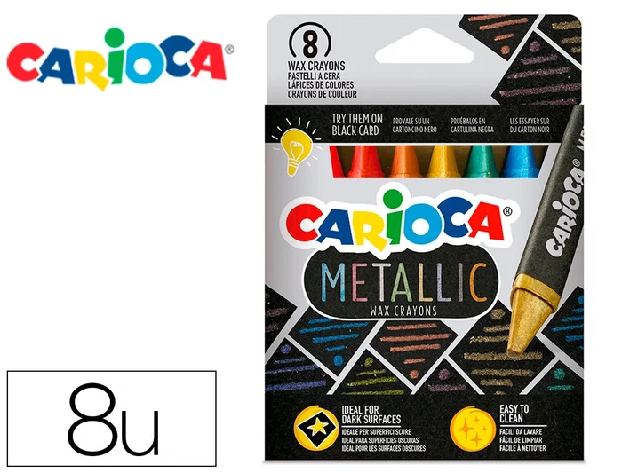 Carioca Lápices de Cera Metallic Triangular Caja de 8 Unidades Colores Surtidos Carioca Lápices de Cera Metallic Triangular Caja de 8 Unidades Colores Surtidos