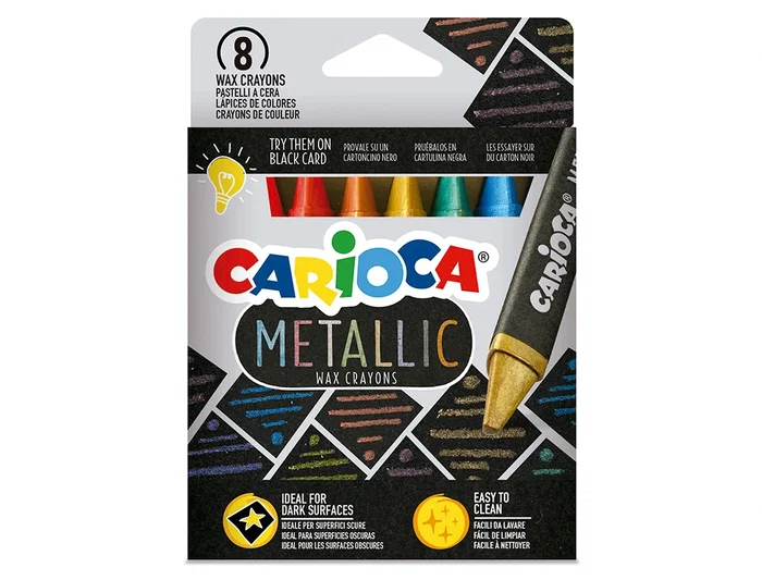 Carioca Lápices de Cera Metallic Triangular Caja de 8 Unidades Colores Surtidos Carioca Lápices de Cera Metallic Triangular Caja de 8 Unidades Colores Surtidos