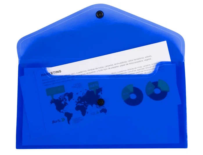 Liderpapel Carpeta dossier con broche azul translúcido Liderpapel Carpeta dossier con broche azul translúcido