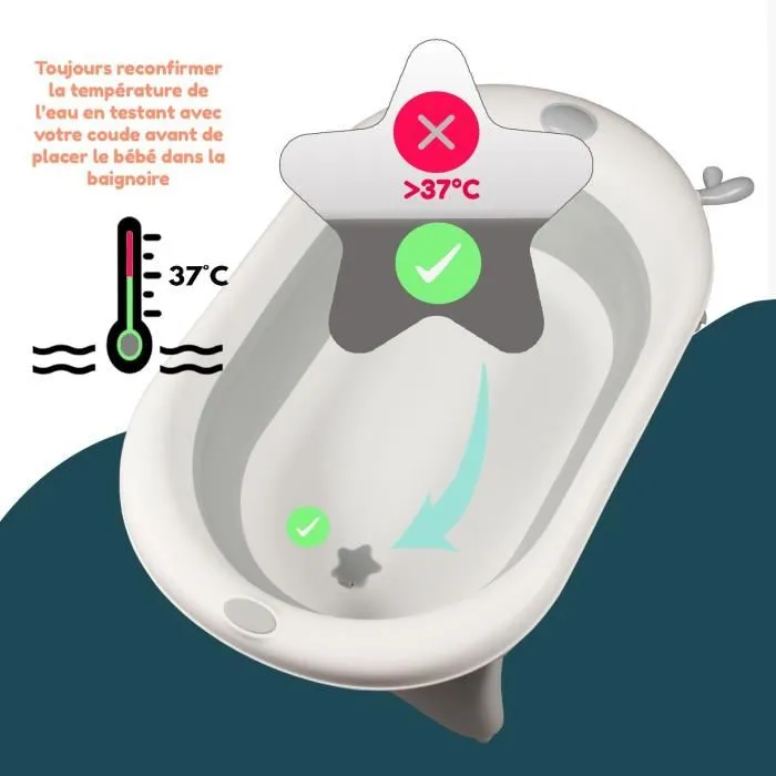 Looping LOO3159059052670 Bañera Plegable 23x80x49 cm Gris Blanco