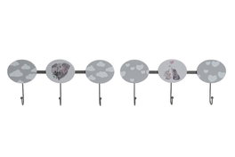 DKD Home Decor Perchero de Pared MDF y Metal 40x5x17 con 3 Colgadores, Surtido de Colores