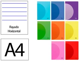 Liderpapel Libreta A4 48 Hojas 90gr Tapa Plástico Horizontal Colores Surtidos