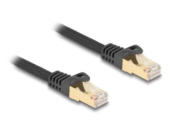DeLOCK Cable de red RJ45 Cat.6A S/FTP con cubierta trenzada 2 m Negro