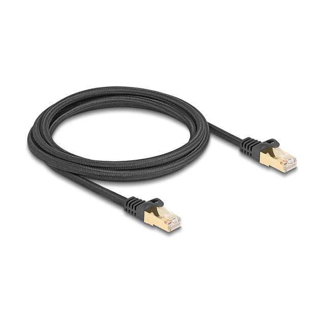 DeLOCK Cable de red RJ45 Cat.6A S/FTP con cubierta trenzada 2 m Negro