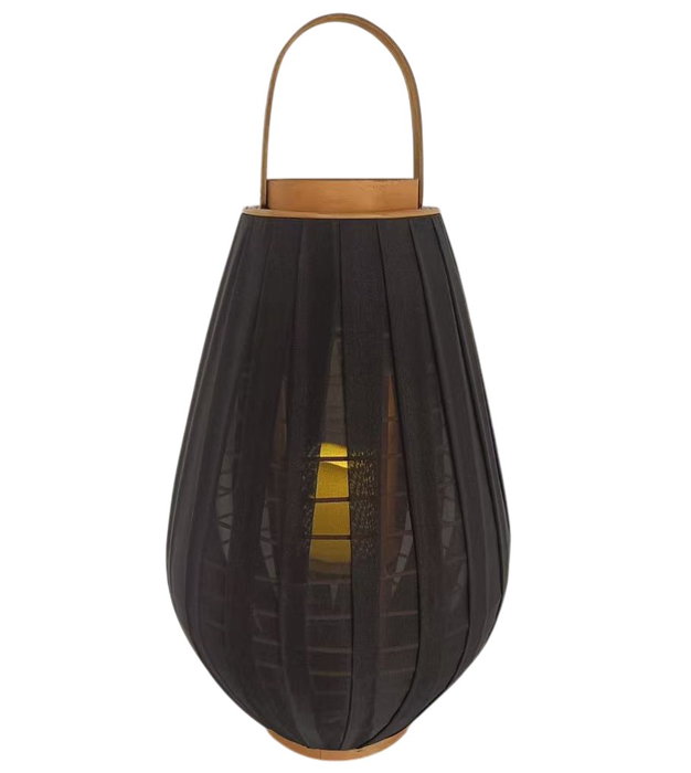 DKD Home Decor Portavelas de Bambú y Algodón Negro 35x35x55 cm