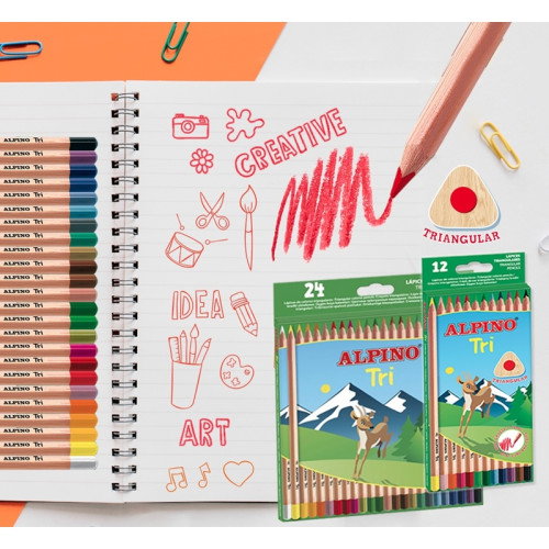 Alpino Lápices de Colores Triangulares Multicolor Estuche de 24 Unidades