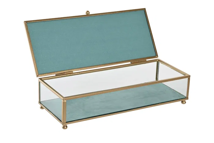DKD Home Decor Joyero Mediterraneo Azul Celeste Turquesa Cristal y Metal 25 x 10 x 5 cm (2 Unidades) DKD Home Decor Joyero Mediterraneo Azul Celeste Turquesa Cristal y Metal 25 x 10 x 5 cm (2 Unidades)