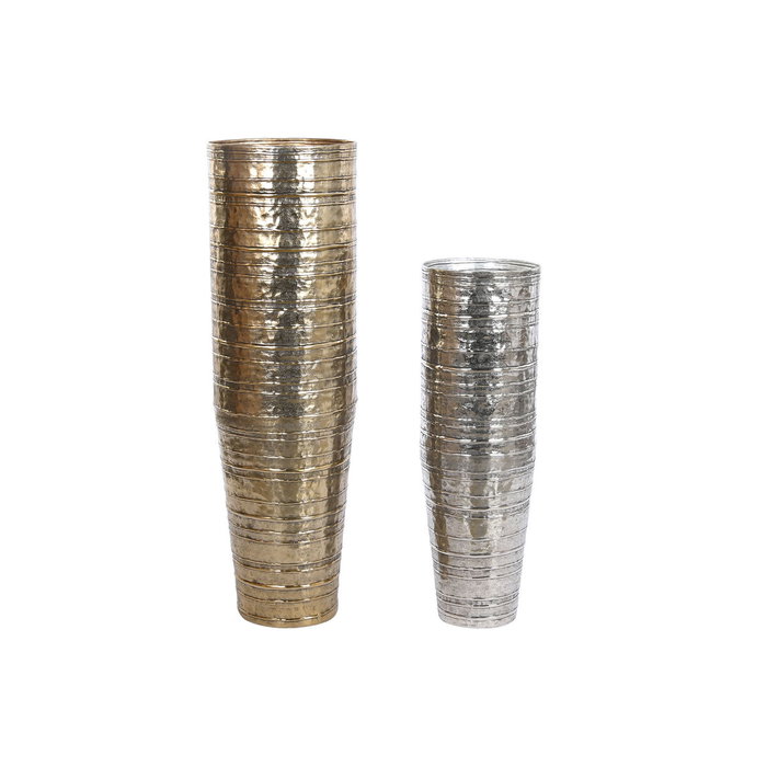 DKD Home Decor Set de 2 Jarrones de Aluminio LUVATO Dorado 106x31x31 cm