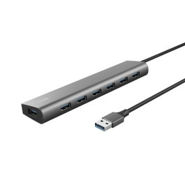 Trust Halyx Hub USB 3.2 Gen1 con 7 puertos USB-A y 1 puerto USB-C, Gris