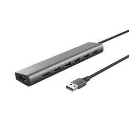 Trust Hub USB 3.2 Gen 1 Halyx, 7 Puertos USB-A + 1 Puerto USB-C, 5 Gbps, Aluminio, Plata