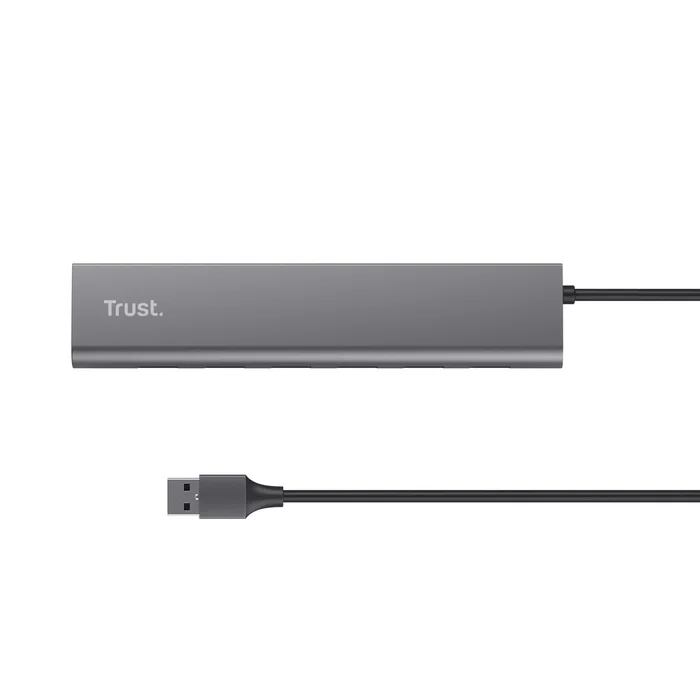 Trust Hub USB 3.2 Gen 1 Halyx, 7 Puertos USB-A + 1 Puerto USB-C, 5 Gbps, Aluminio, Plata
