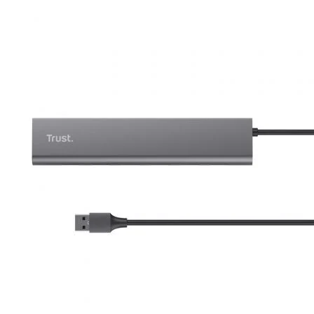 Trust Halyx Hub USB 3.2 Gen1 Gris con 7 Puertos USB-A y 1 Puerto USB-C