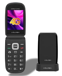 Volfen ASTRO FLIP 4G Teléfono Móvil Tipo Concha Negro Pantalla XXL 4 GB RAM 2.8 Pulgadas
