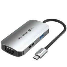 Vention Docking USB Tipo-C TQAHB 1xHDMI 1xUSB 1xVGA 1xUSB Tipo-C PD Gris