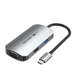 Vention Docking Station TQAHB USB-C con HDMI, VGA, USB 3.0 y PD - Gris