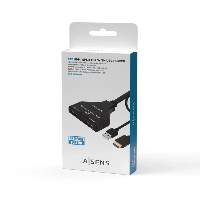 Aisens Duplicador HDMI 1x2 4K@30Hz con Alimentación USB y Cable Negro Aisens Duplicador HDMI 1x2 4K@30Hz con Alimentación USB y Cable Negro
