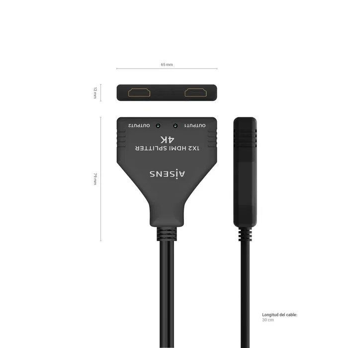 Aisens Duplicador HDMI 1x2 4K@30Hz con Alimentación USB y Cable Negro Aisens Duplicador HDMI 1x2 4K@30Hz con Alimentación USB y Cable Negro
