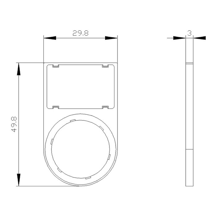 Siemens 3SU19000AS100AA0 Soporte de etiqueta plano conectado a tierra Negro