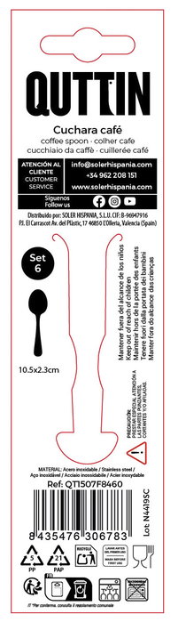 Inde Set 6 Cucharas Café "Sofia" 10.5 x 2.5 cm (12 Cajas)