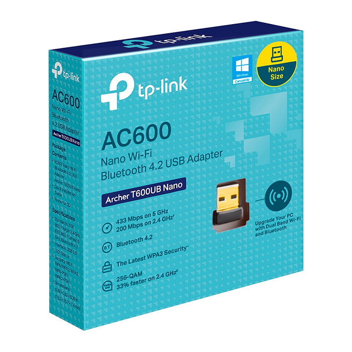 TP-Link Archer T600UB Nano V1 Adaptador USB WLAN AC433, Doble Banda, Plug and Play, Negro