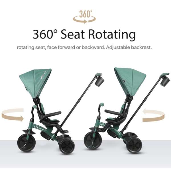 Ociotrends Triciclo 6 en 1 Elite Platinum Asiento Giratorio 360º, desde 10 meses