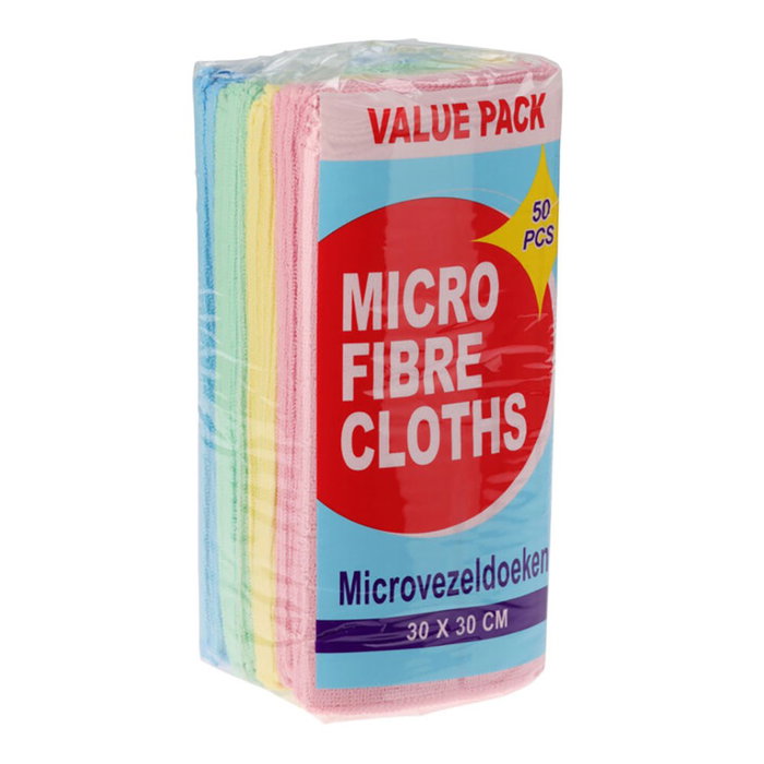 Basics Paño de Microfibra 30x30 cm, 50 unidades - Reutilizable, Lavable a Máquina, para Uso en Seco y Húmedo Basics Paño de Microfibra 30x30 cm, 50 unidades - Reutilizable, Lavable a Máquina, para Uso en Seco y Húmedo