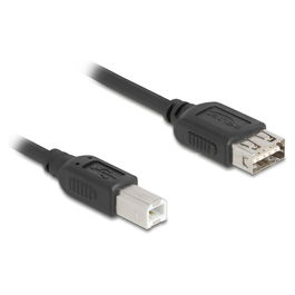 DeLOCK Cable USB 81531 - USB 2.0 Tipo B Macho a Tipo A Hembra, Reversible, 0,48 Gbit/s, Longitud 2 m, Negro