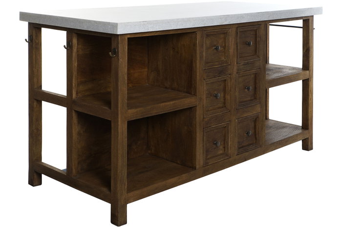 DKD Home Decor Isla de Cocina de Madera y Mármol 168x76x92