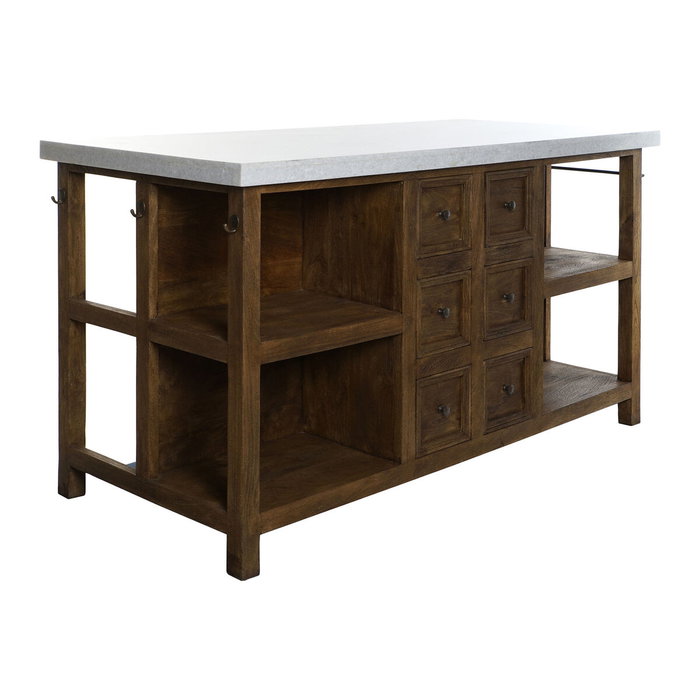 DKD Home Decor Isla de Cocina de Madera y Mármol 168x76x92