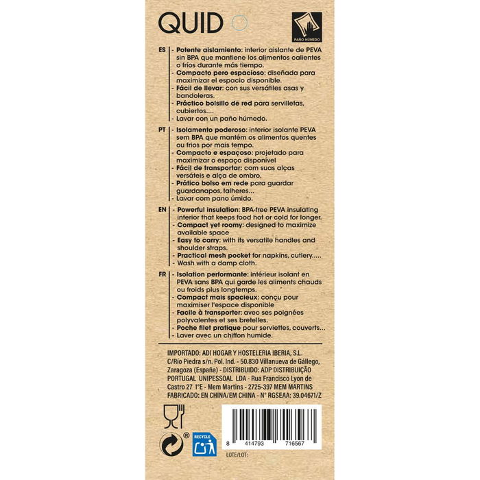 Bolsa Portamenú Dynamic Quid 21x14x14 cm