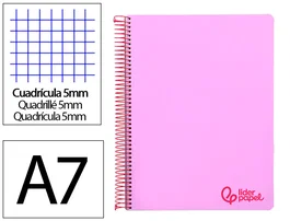 Liderpapel Cuaderno Espiral A7 Micro Wonder Tapa Plástico 100 Hojas 90gr Cuadro 5mm 4 Bandas Color Violeta