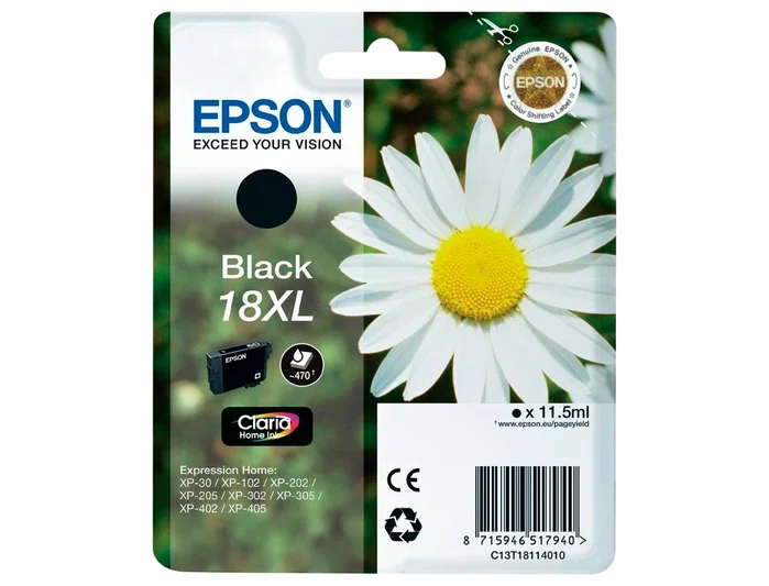 Epson Cartucho 18XL Negro para Expression Home XP-102/205/305/405