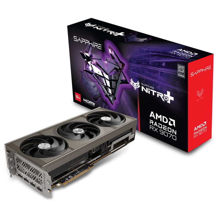 Sapphire RX 9070 16GB Nitro+ Radeon OC GDDR6 Tarjeta Gráfica con 3 Ventiladores