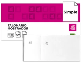 Liderpapel TL09 Talonario Mostrador 50x110 mm Blanco con Matriz 100 Hojas