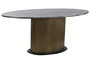 DKD Home Decor Mesa de Comedor Ovalada Moderna de Latón y Mármol Negro y Dorado | Desmontable | 110x200x76 cm