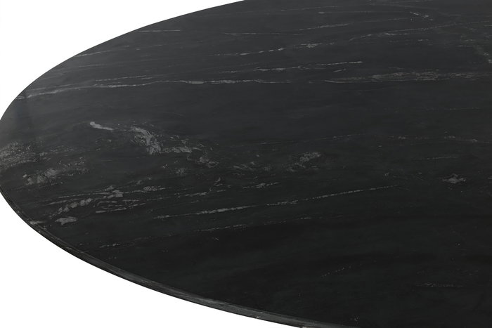 DKD Home Decor Mesa de Comedor Ovalada Moderna de Latón y Mármol Negro y Dorado | Desmontable | 110x200x76 cm