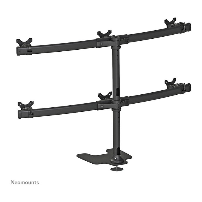 Neomounts FPMA-D700DD6 - Soporte de escritorio para 6 monitores o TV planos de 10" a 27" (69 cm), hasta 8 kg c/u, VESA 100x100/75x75 mm, negro