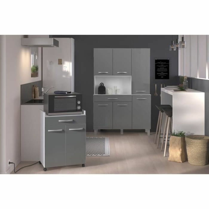 Ekipa Carro OSLO gris brillo con 1 cajón y 1 puerta