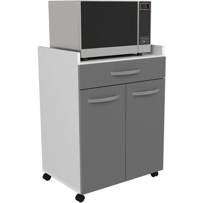 Ekipa 803348 Carro OSLO 60 cm, 1 cajón y 1 puerta, Gris Brillo, L 60 x P 44 x H 81 cm