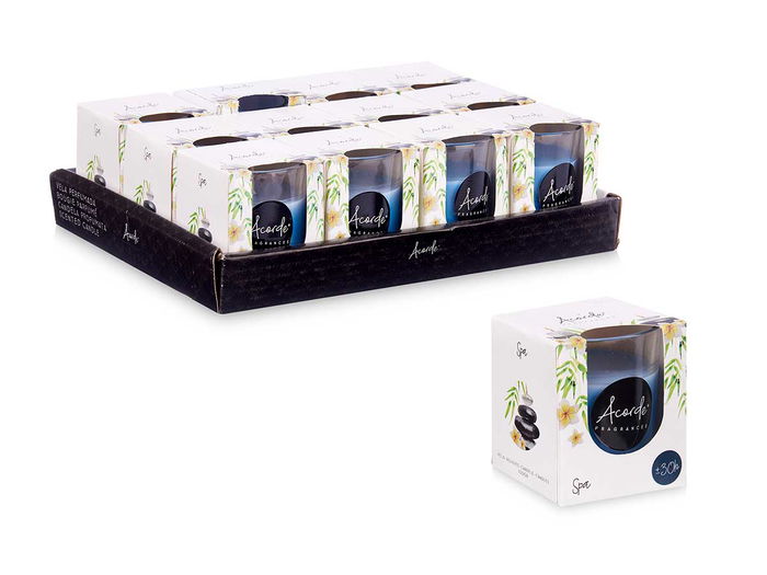 Acorde Vela Vaso 30 Horas Spa Azul Vidrio Cera 7x7x7 cm (Set de 12) Acorde Vela Vaso 30 Horas Spa Azul Vidrio Cera 7x7x7 cm (Set de 12)