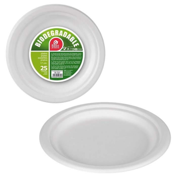Best Products Platos de postre redondos blancos de 17 cm, 25 uds